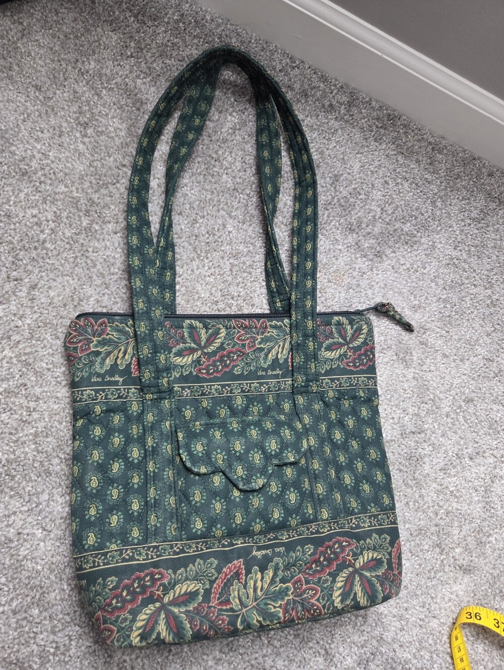 Vintage Vera Bradley Dark Green Paisley Shoulder Bag Fall 1998